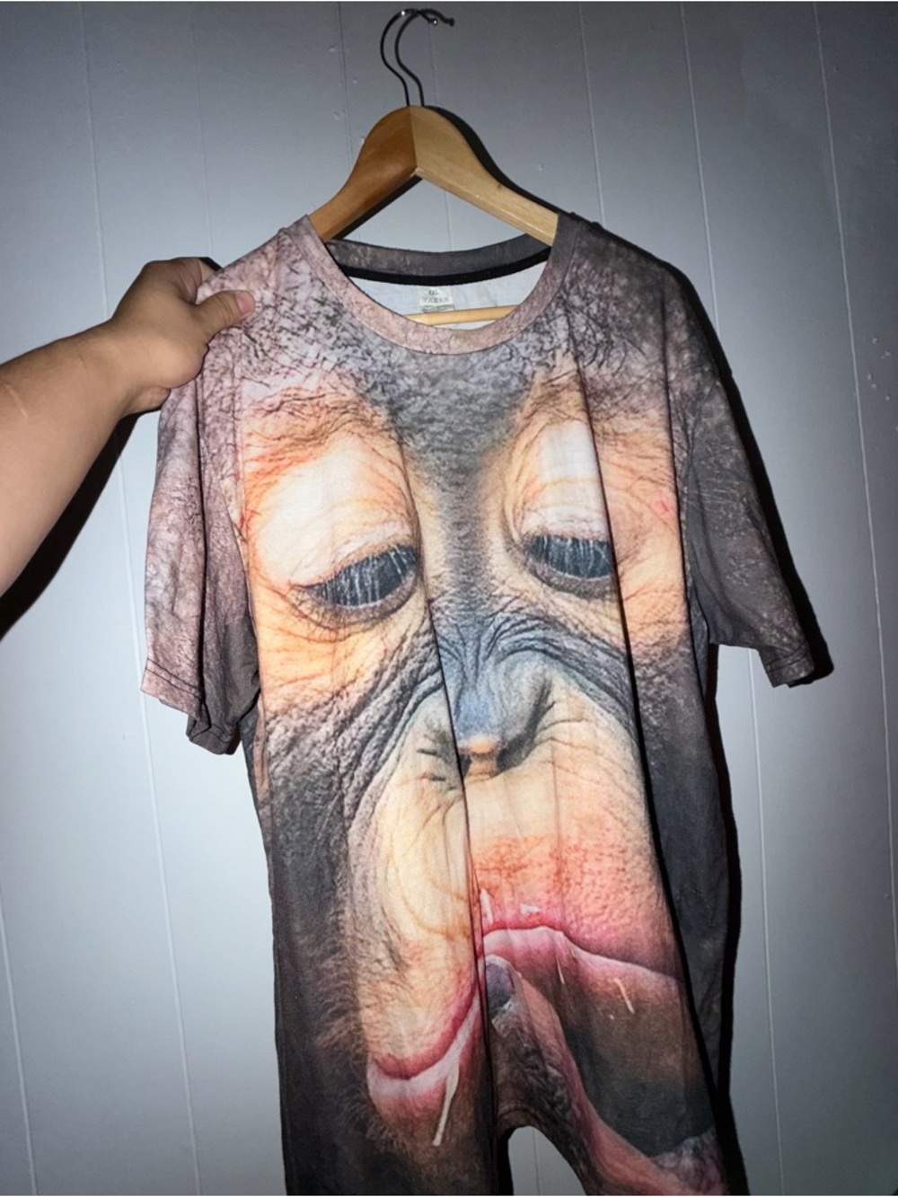 Graphic Monkey Face Tee in Brown and Tan